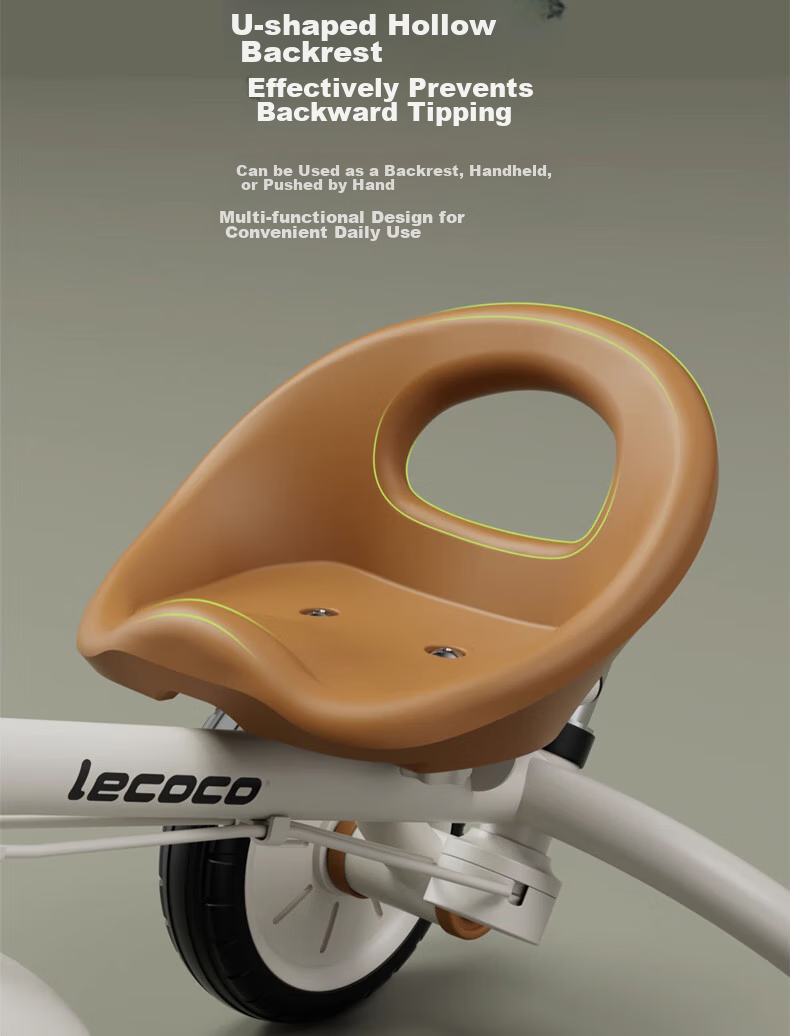 Lecoco Children's Tricycle, Baby Stroller for Ages 2-5, Parent-Child Ride-On Vehicle, No Inflation Needed, S2 Velvet Mocha Color, Baby Gift 15