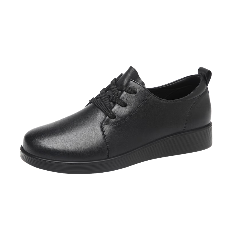 Red Dragonfly Women's Fleece-Lined Warm Cowhide Casual Soft Leather Work Shoes WTB341871D Black Size 38
