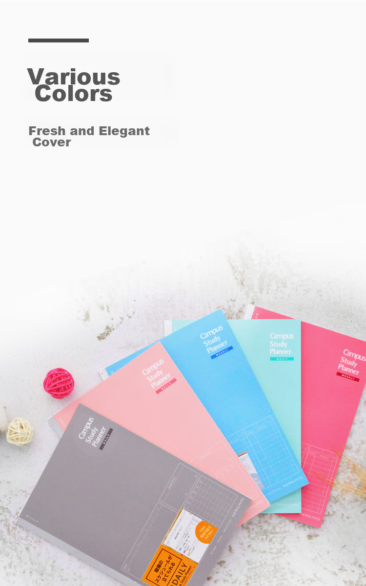 KOKUYO Imported Notebook, Study Planner, Daily Schedule Book, B5/30 Sheets, Light Pink, 1 Book, NO-Y80MD 3