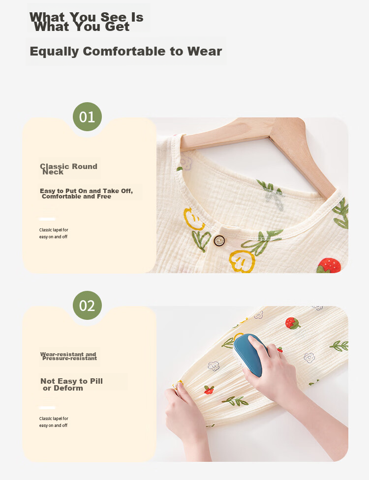 LangSha Children's Pajamas for Girls, Summer Pure Cotton Gauze Sleepwear for Older Children And Teenagers, Home Wear Set with Long Sleeves, Suitable for Outdoor Wear 7