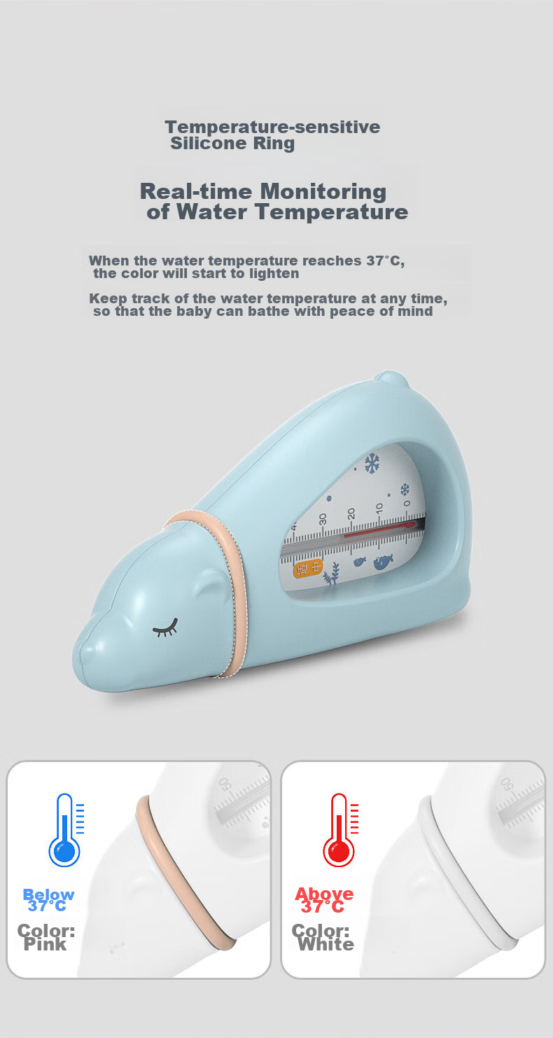 Ouliwen Water Thermometer for Babies, Home Use, Bath Temperature Measurement, Fish Tank, Indoor And Outdoor Use, Baby And Newborn Bath Tub, High-Precision Water Thermometer, Polar Bear Starry Sky Blue 11