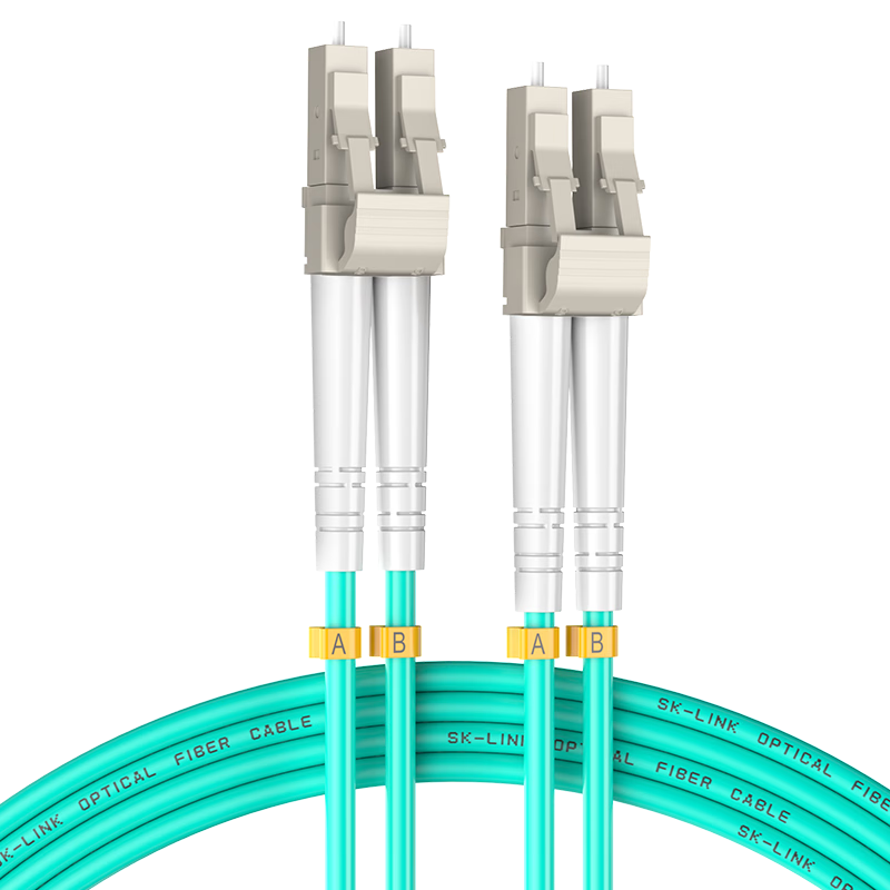SK-LINK Fiber Optic Patch Cable, LC-LC 10 Gigabit Multi-Mode OM3 Telecom-Grade Dual-Core Fiber Optic Cable, 15 Meters, LZSH Low Smoke Zero Halogen, SK-TX10GMM