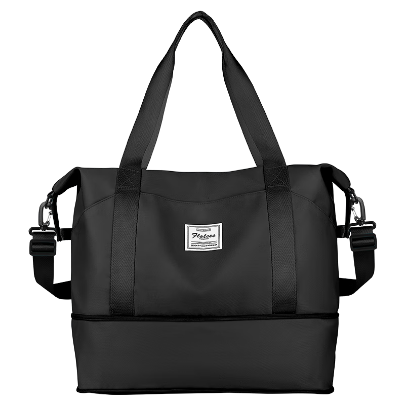 Landcase Handheld Travel Bag for Women, Large Capacity Luggage Bag with Expandable Storage, Wet And Dry Separation Fitness Bag, 2104 Black