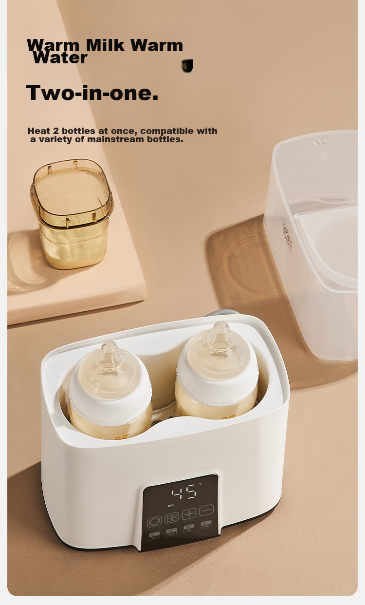Boboduck Baby Bottle Warmer Multifunctional Milk Warmer, Bottle Sterilizer And Defroster 2-In Dual-Bottle Milk Warmer 6502 16