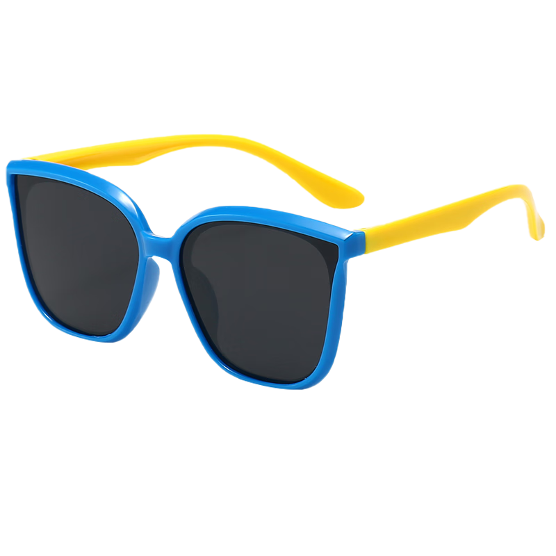 DRATRA Children's Polarized Sunglasses, Square Frame Soft Temple Arms for Boys And Girls, Sun Protection Lightweight Cute Color-Block Summer Glasses