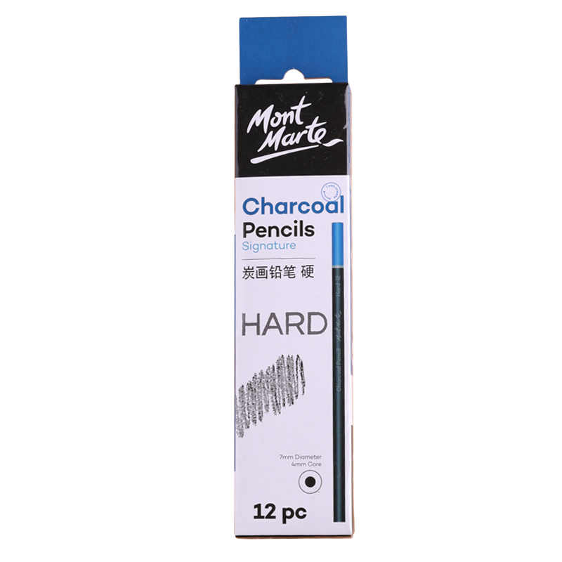 Mont Marte Hard Sketching Charcoal Pencils, 12 Pieces in Box, Art Drawing Graphite Pencils for Students Beginners Sketching, Practice Sketching And Painting Specialized Drawing Tools PNX0007 Art Sketching