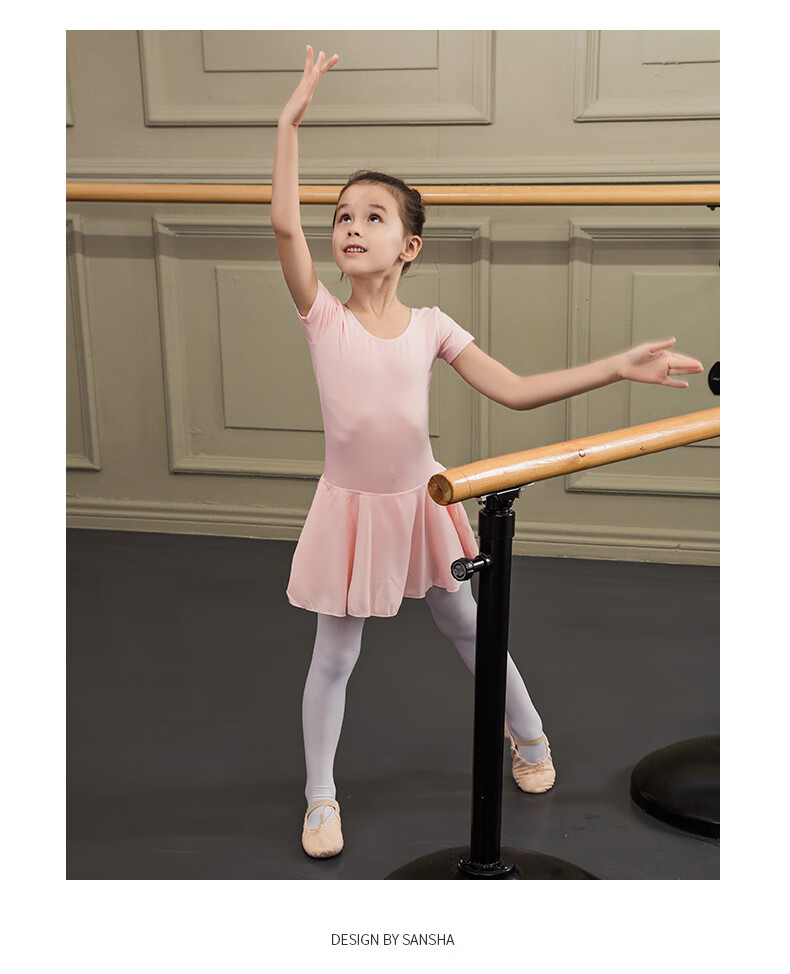 Sansha Ballet Children's Leotard with Skirt, Girls' Short-Sleeve Practice Costume, Dance Exam Outfit Y3554 Light Purple S 6