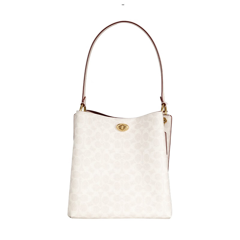 COACH CHARLIE Medium Bucket Bag in Off-White Classic Coated Canvas with Leather 89003 B4R7B