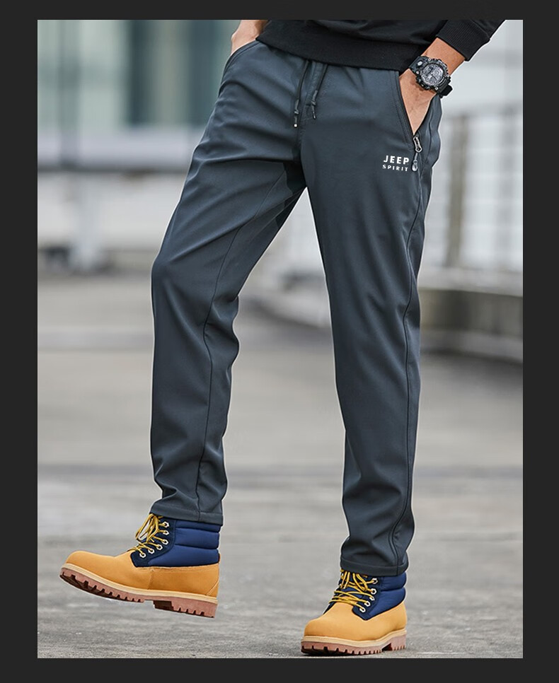 JEEP SPIRIT Men's Sports Pants, Spring And Autumn Casual Trousers, Loose-Fitting Tactical Long Pants, Outdoor Long Pants for Men, Gray, 2XL 17