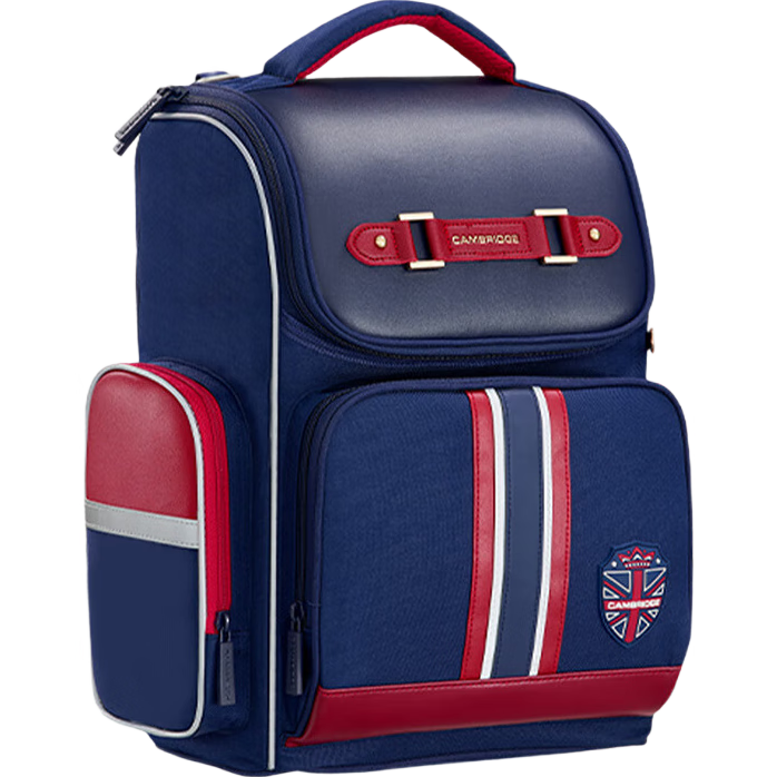 Jianqiaoshu Schoolbag for Primary School Boys Grades 1-3 Children's Lightweight Spine-Protecting Large Capacity Backpack, Large Size Navy Blue And Red