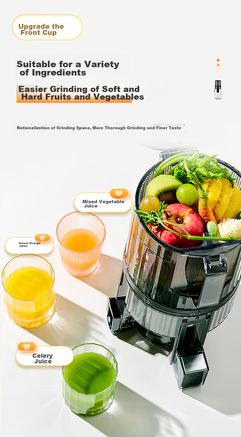 HUROM Juicer without Mesh, Multifunctional Large-Aperture Home Low-Speed Juicing Machine with Fruit Pulp Separation, Imported from Korea, Ice Cream Maker for Home Use H70FT-BIC06TG 3