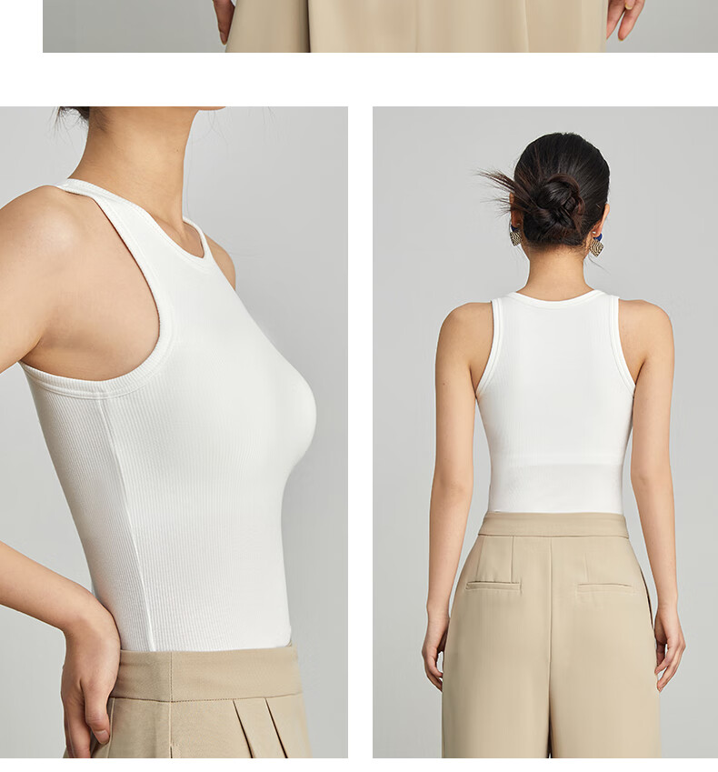 TINGE White Camisole Tank Top for Women, Thin Style with Built-In Bra Pads, Inner Wear Or Outer Wear Top 25