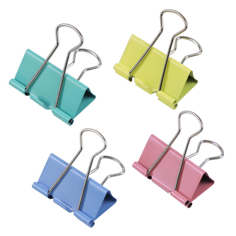 Befon Binder Clips, 24 Pieces, 32mm Long Tail Clips, Size 3 Medium-Sized, Colorful Multi-Size Paper Clips, Metal Small Clips, File Clips, Bill Clips, Office Supplies, 24 Pieces/tube, 4280