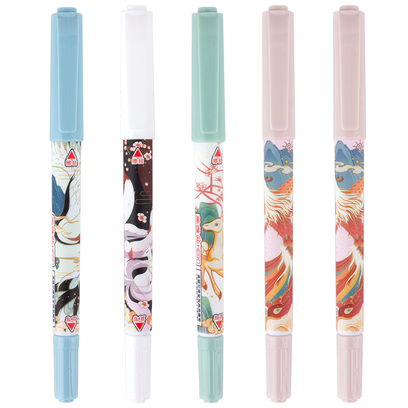 HERO 3736 Erasable Magic Pen, Dual-Head Correction Pen with Erasable Ink, Student Error-Correction Pen [To Be Used with Fountain Pens Equipped with Erasable Ink Cartridges], Pack of 5