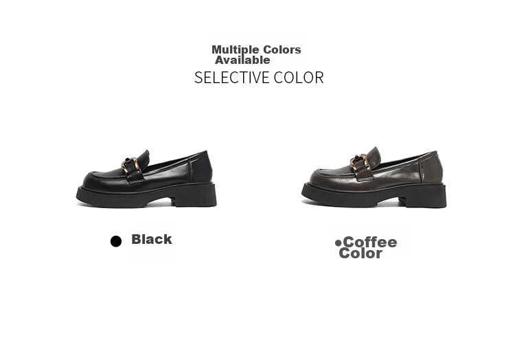 Dusto Round Toe Versatile Leather Shoes for Women, 2026 New Spring Slip-On Women's Shoes, Black Thick-Soled Heightening Loafers 4