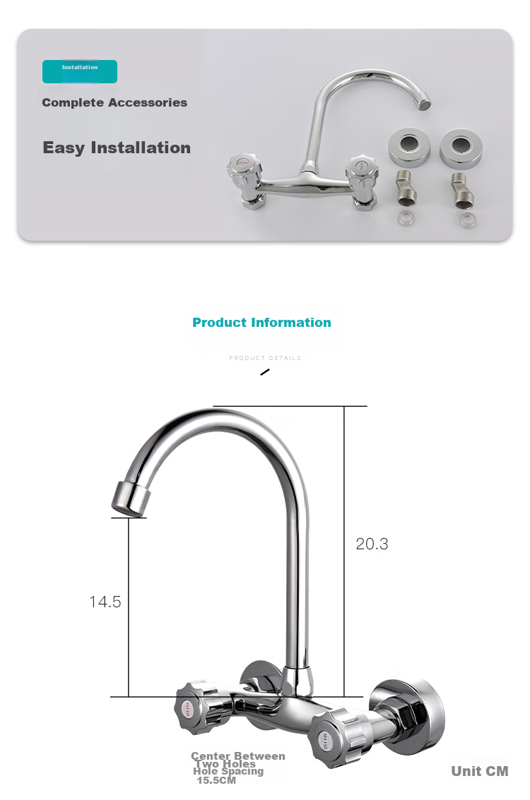 MEJUE Kitchen Hot And Cold Water Faucet, Wall-Mounted Brass Sink Tap for Washing Vegetables, Z-1132 10