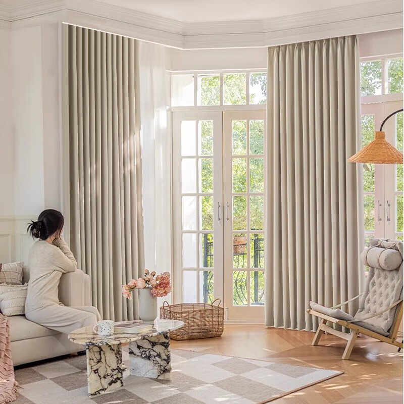 Ali Blackout Curtains for Home, Fully Blackout Fabric, Heat Insulation, Sun Protection, No Drilling Required, Hook-Style Bedroom Curtains, 2*2.4 Meters