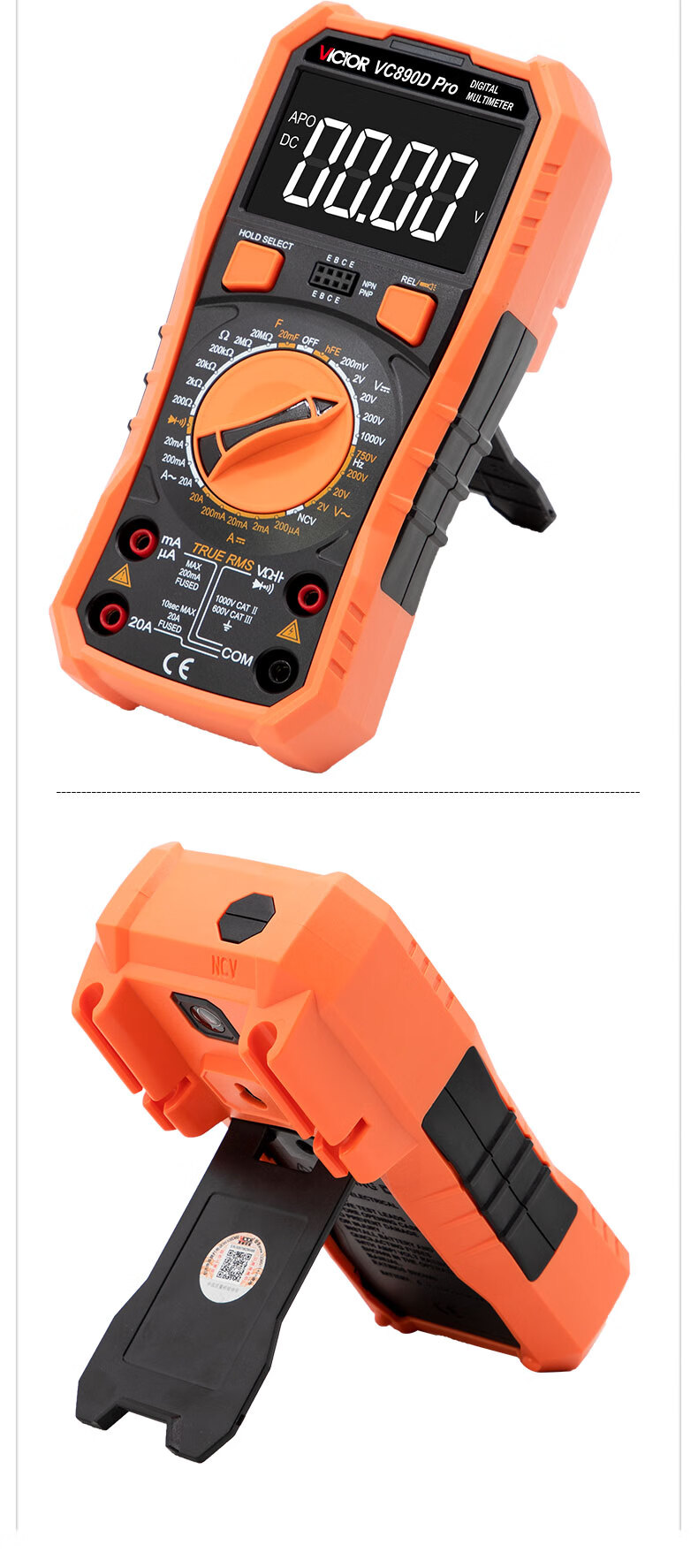 VICTOR Digital Multimeter, High-Precision LCD Display, Multi-Function Burn Protection, Electrician's Universal Meter for Home Use, VC890D PRO 8