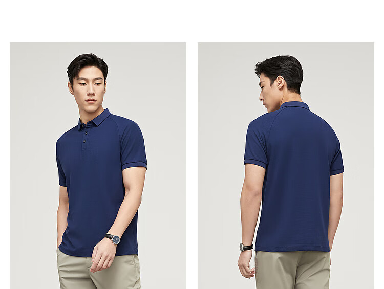 YOUNGOR POLO Men's, Summer Young Men's Business Casual Short-Sleeve Polo Shirt, Bleached, 2XL 2