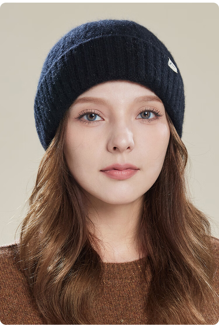JIUMU Cashmere Warm Knit Hat, Autumn And Winter Woolen Cap, Cold Hat, Winter Hat, Outdoor Ear Protection Cold Cap for Women in Winter 21