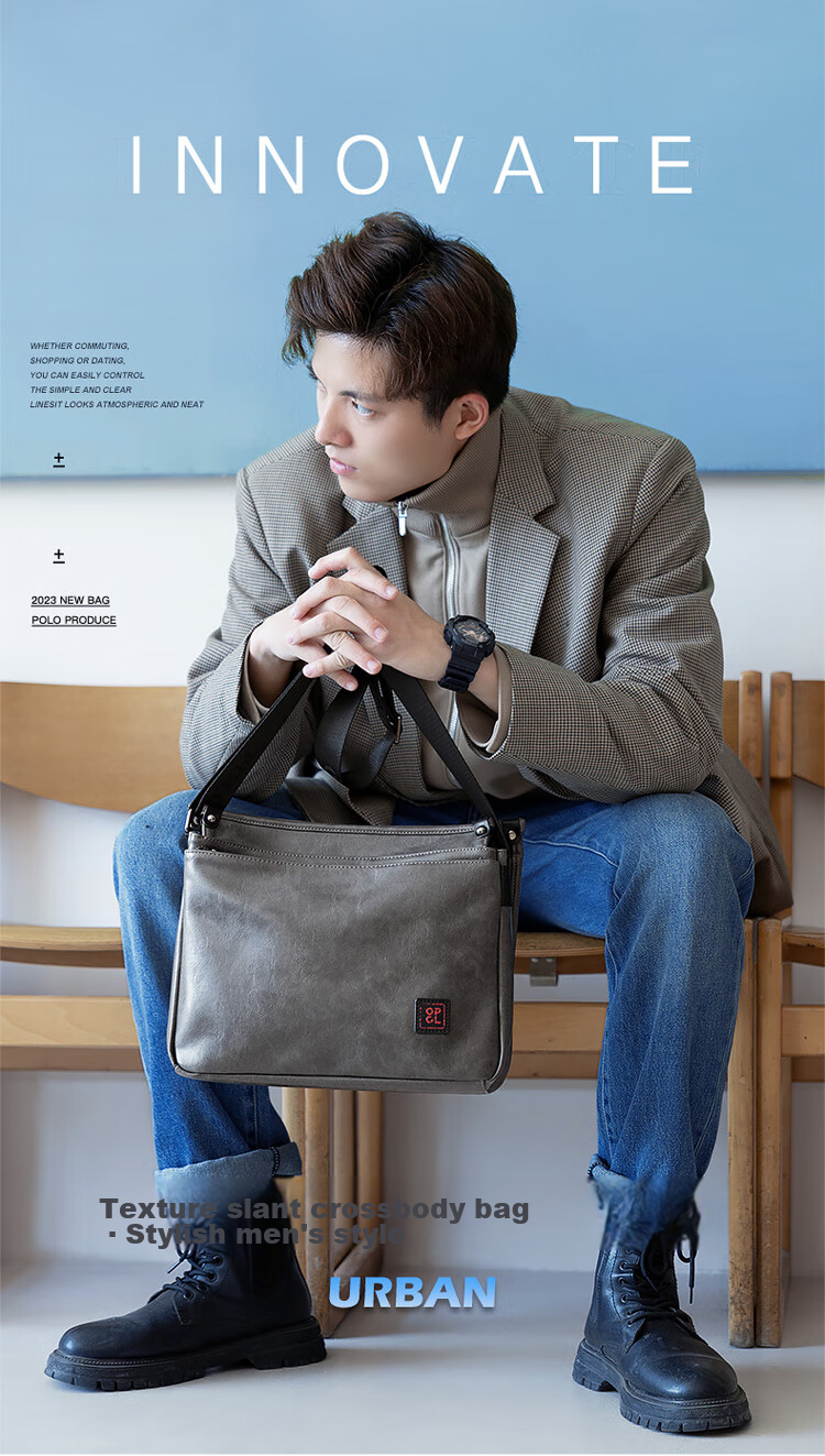 POLO Shoulder Bag for Men, Business Crossbody Bag, Casual Phone Bag, IPad Bag, Horizontal Style Sports Messenger Bag for Me 1