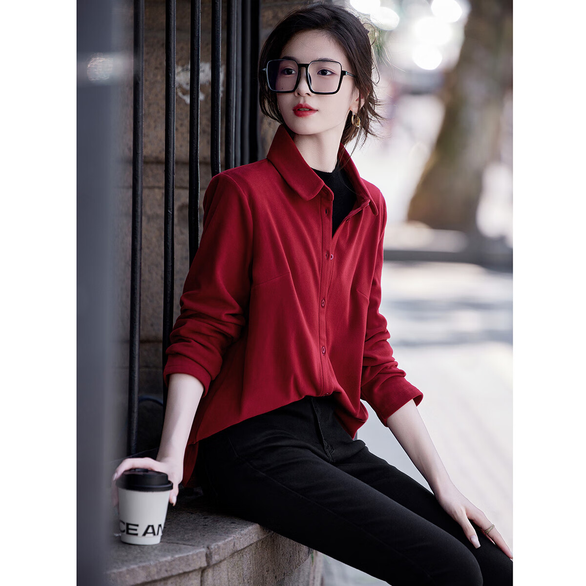 Dme [Luiri Xiaoxiang] Spring And Autumn French Yton Collar, Moisturizing And Warm Shirt, Long-Sleeve Elegant Blouse, Women's Top
