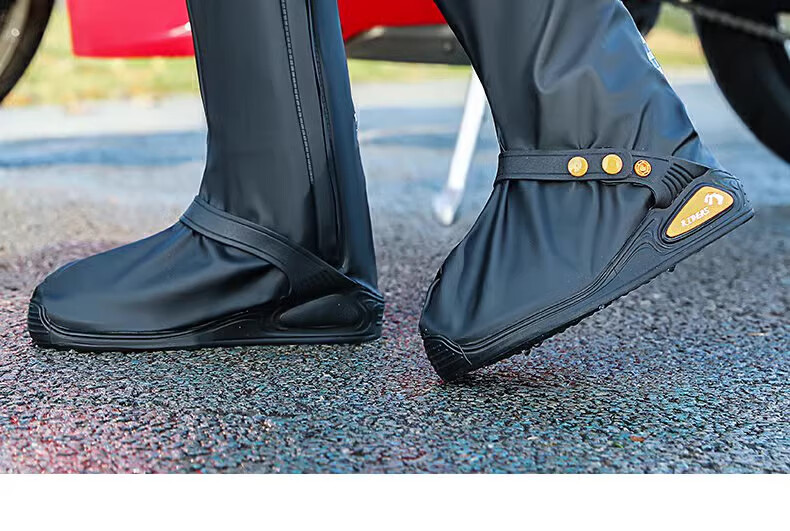 Zhaoshen Rain Shoe Covers, Thickened Waterproof Shoe Covers, Rainproof Shoe Covers, Thickened Non-Slip Wear-Resistant Adult Portable Foldable High-Top Boot Covers, Black M Size (38-39 Size) [Shipped from Beijing Warehouse] 4