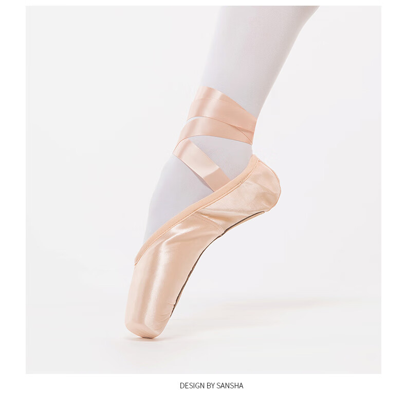 Sansha Ballet Pointe Shoes, Satin Upper, Leather Sole, Dance Shoes, Hard Shoes, Practice Shoes, FRD1.0REG, Satin, Size 39 8