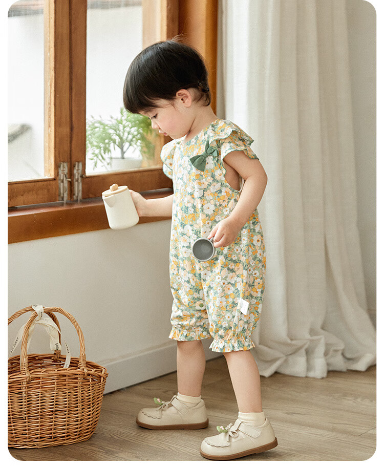 Wismorni Baby Clothes, Summer Thin Style, Girl's Short-Sleeve Bodysuit, Princess Summer Outfit, Full Moon Romper, Crawling Suit 11