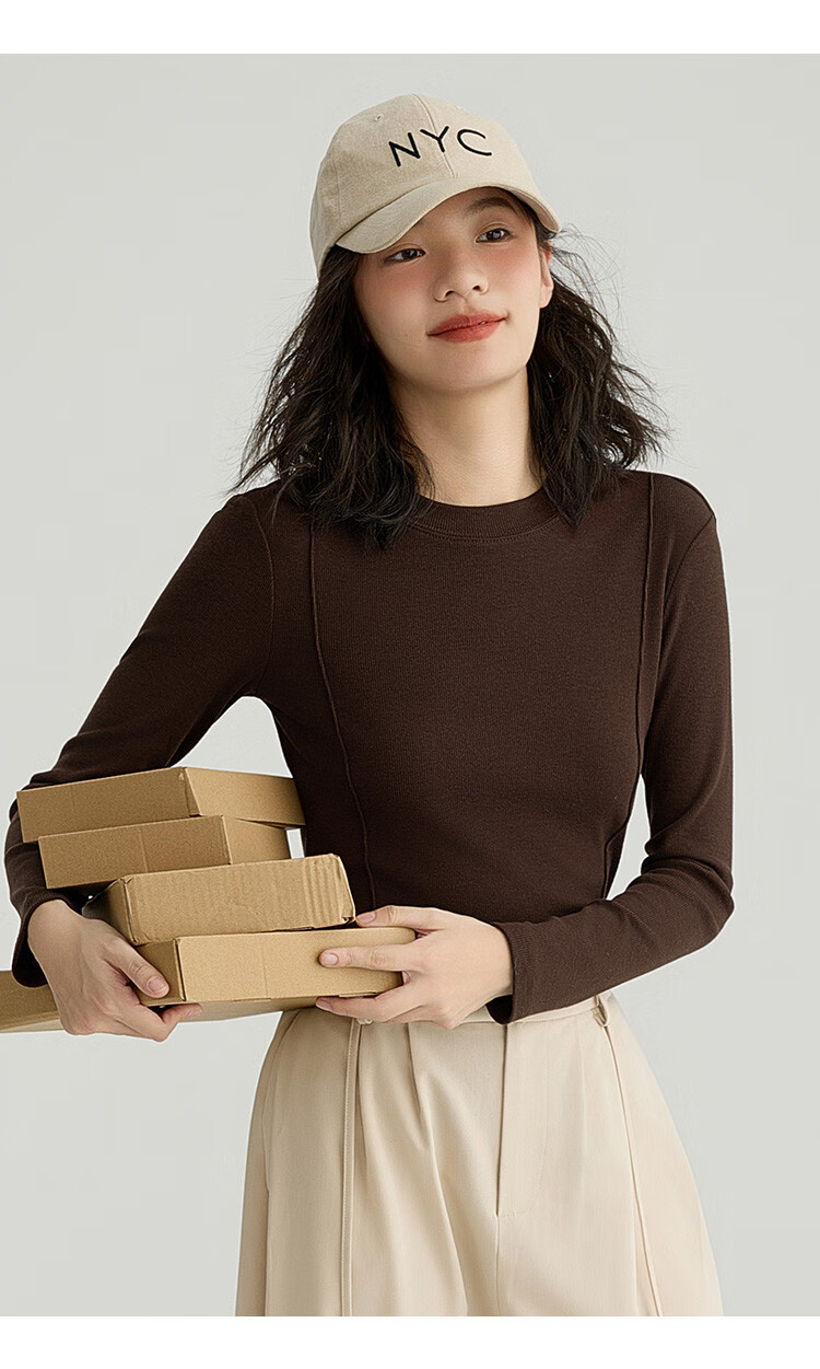 Dme [Soft And Comfortable Inner Layer] Spring And Autumn Versatile Round Neck Base Shirt for Wome 24