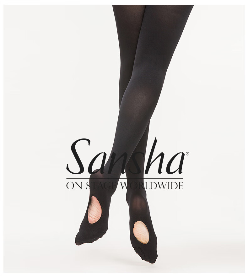 Sansha Ballet Dance Stockings for Adult Women, Footed Stockings, Open-Toe Silk Stockings for Dance Performances, Large Stockings T88 Black 1