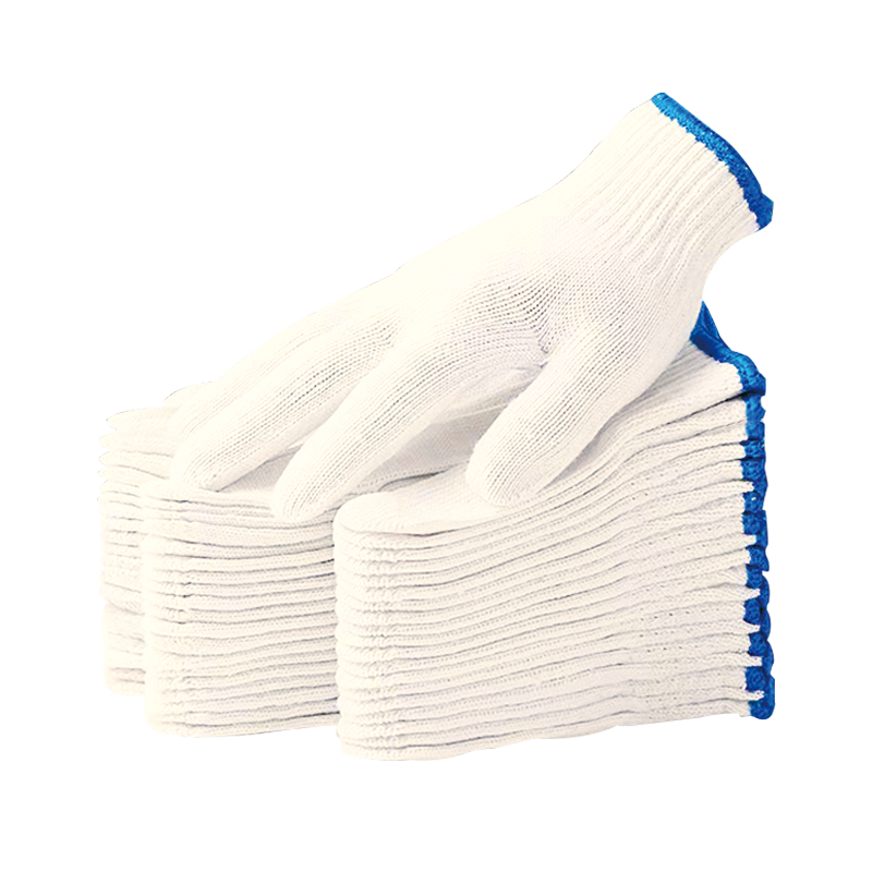 Gongpinxing Cotton Work Gloves, Durable Non-Slip Breathable Labor Gloves for Construction Sites And Manual Work, Reinforced Blue Edge, 30 Pairs