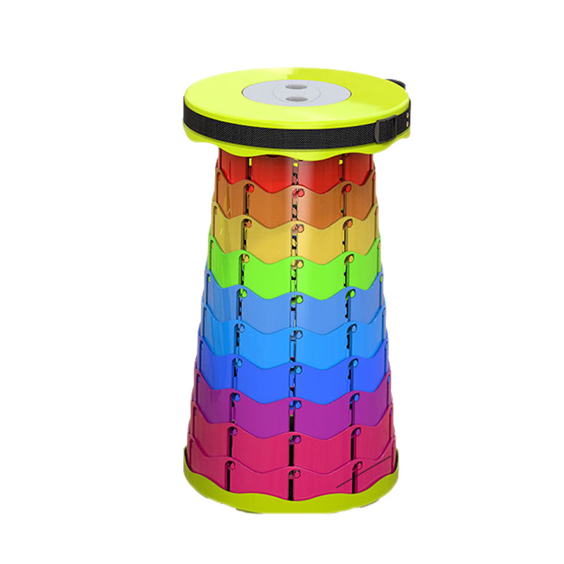 Yijia Outdoor Folding Stool, Extendable Stool, Subway Folding Stool, Portable Adjustable Extendable Stool (Fruit Yellow Rainbow)
