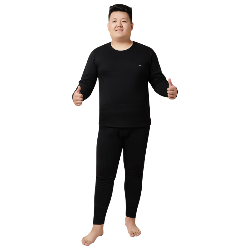 MiiOW Plus Size Cashmere Men's Thermal Underwear Set Fleece Lined Thickened Cold Resistant Autumn Winter Pajamas