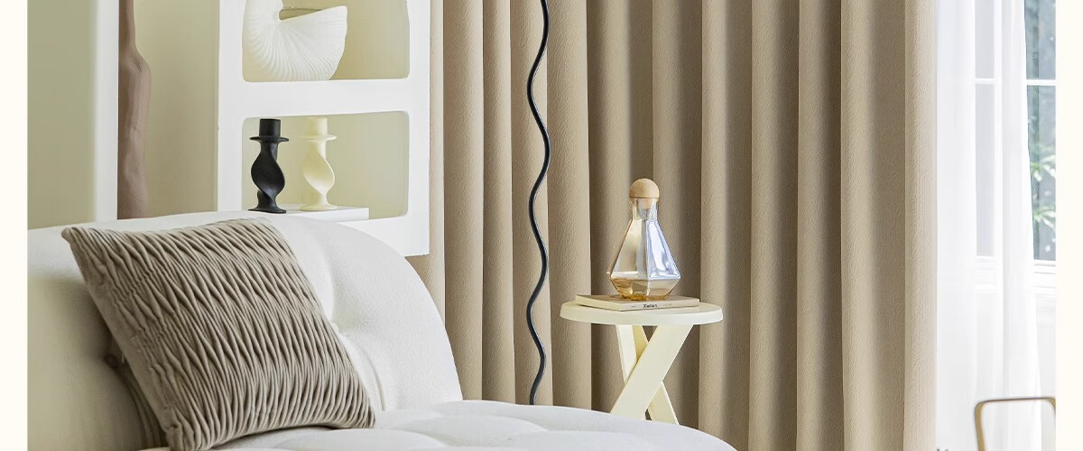 Mihua High Light-Blocking Curtains, Complete Set for Living Room, Thickened Sun Protection, Hooked Velvet Fabric, Cheese Cashmere Color, 1.8m Wide * 2.4m High 11