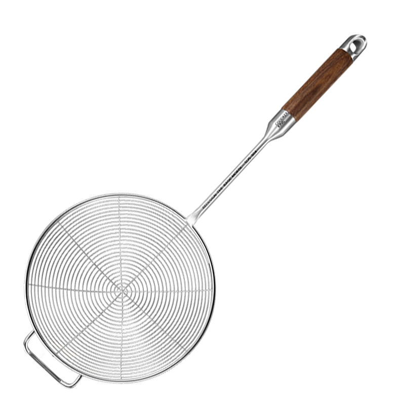 COOKER KING 304 Stainless Steel Strainer, Skimmer Ladle, Mesh Skimmer, Hot Pot Large Strainer, Deep-Frying Ladle, Scoop with Heat-Resistant Handle, Large Size