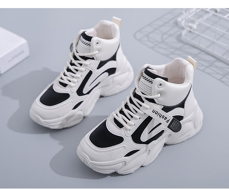 PLAYBOY Women's Shoes, Winter Fleece-Lined Dad Shoes, Warm Cotton Shoes, Height-Increasing Sneakers for Women, 1534M, Black, Size 36 22