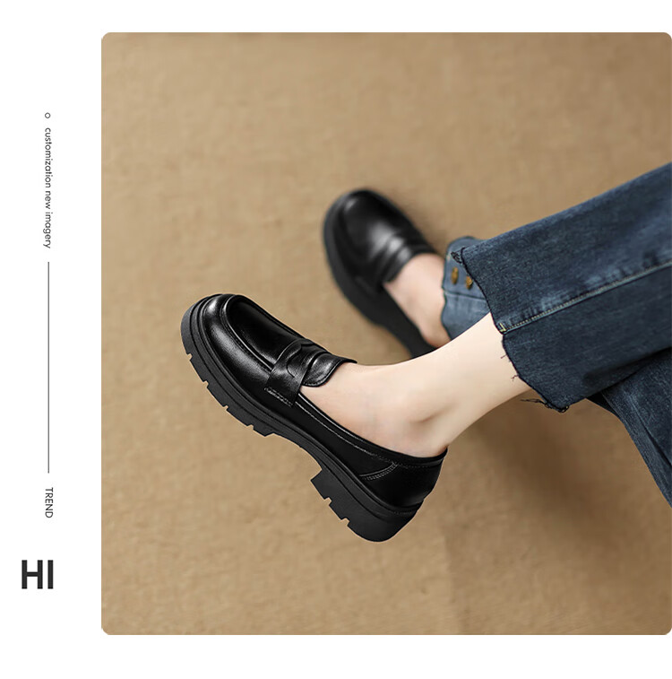 ZHR Women's Loafers with Chunky Heel, Soft Sole, Casual Women's Shoes, Retro Round Toe Shoes FTEP09 Black 38 8