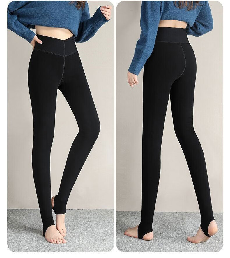 LangSha Women's Leggings, Extra Thick Wool Pants from Northeast China, Autumn And Winter Wear, Fleece-Lined, Cold-Resistant, One-Piece Thermal Pants, High-Waisted, Slimming Cotton Pants 21