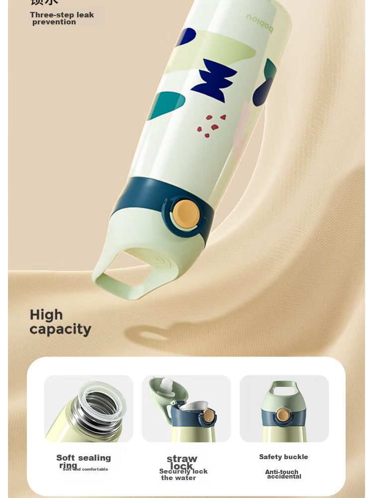 BABLOV Insulated Water Bottle for Children And Adults, Large Capacity 316 Stainless Steel Student Straw Cup with Anti-Spill Desig 12