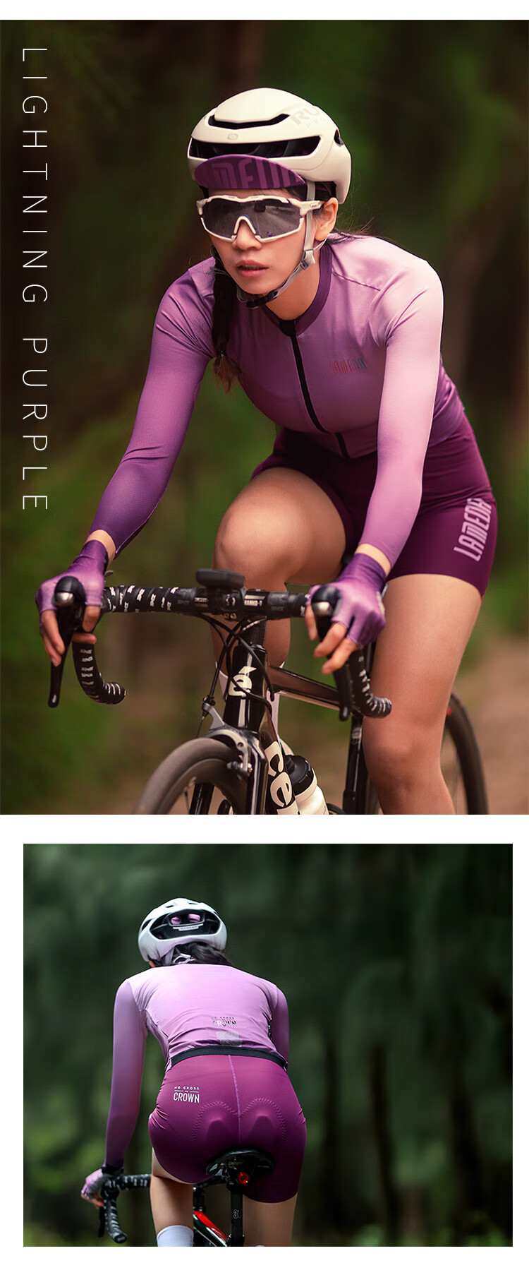 LAMEDA Women's Long Sleeve Cycling Jersey Spring Summer UV Protection Breathable Quick-Dry Mountain Road Bike Shirt Elegant Lilac Purple L 9