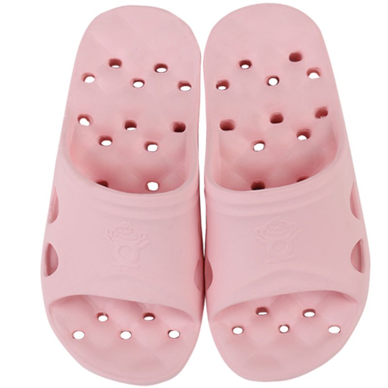 BAIHOU Side-Draining Non-Slip Massage Hollow Slippers for Men, Women, Children And Students, Bathroom Perforated Sandals, Pink, Size 31-32