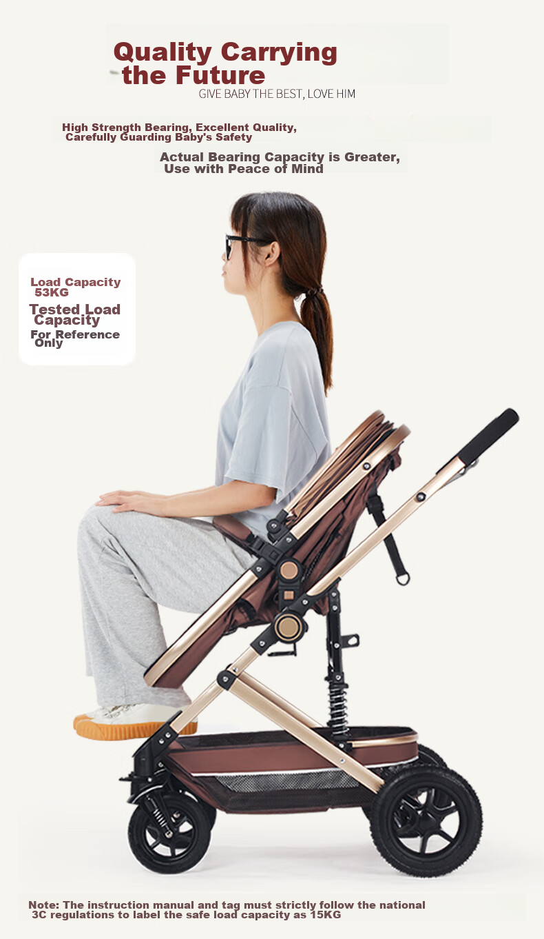 ANGI BABY Stroller, Reclining And Foldable, High Landscape View, Reversible, Shock-Absorbing Pushchair 14