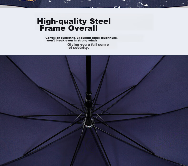 Tiantangshan Windproof Double Umbrella, Long Handle, 10 Ribs, Extra Large Size, Semi-Automatic Straight Pole, Suitable for Both Sun And Rain, Business Umbrella, Sky Gray Color 10