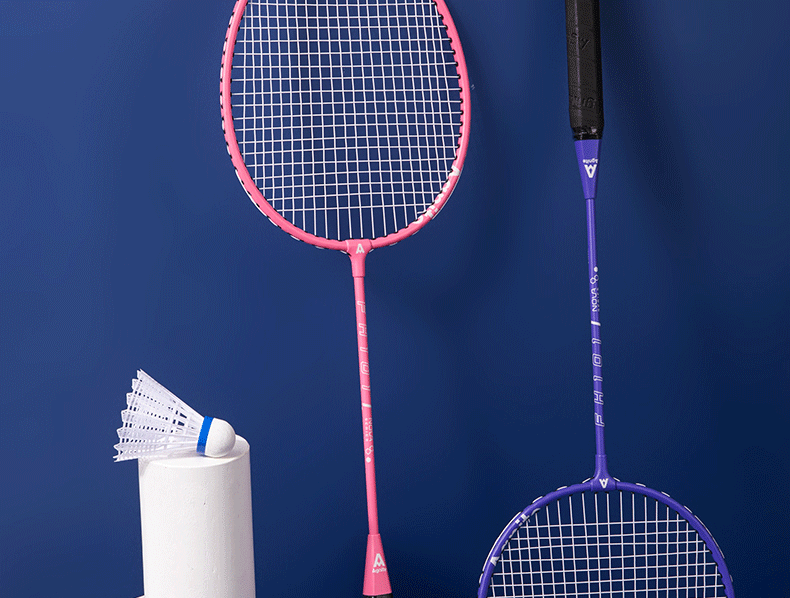 Deli Badminton Racket Set with Shuttlecocks, Classic Beginner Training Rackets, Double Rackets, Purple/pink 2
