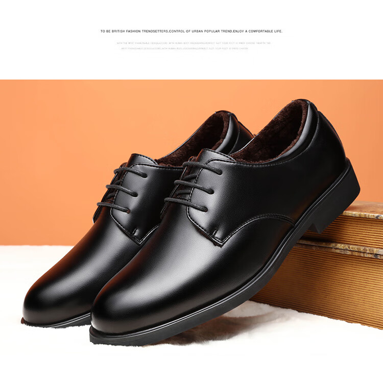 BEIOUTU Men's Lace-Up Formal Business Shoes, British Style Comfortable Work Commute Leather Shoes for Men, Size 40, Black, 178 7