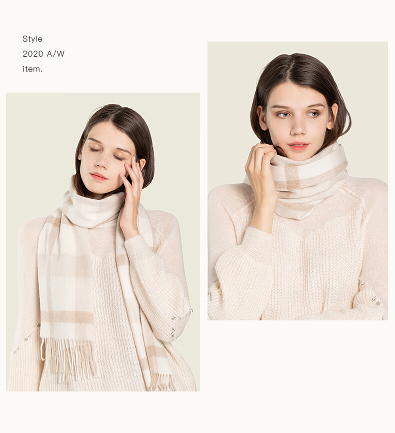 Siggi [Gift Box] Pure Cashmere Scarf for Women, Autumn And Winter British Plaid Shawl, Warm Neck Wrap, Mid-Autumn Festival And New Year Gift 1