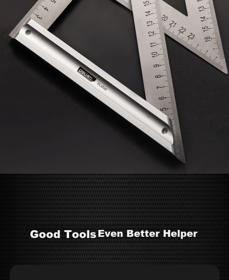 Deli Stainless Steel Right Angle Ruler, Triangular Ruler, Measuring Ruler for Steel Plates, Thickened 45-Degree Steel Plate Ruler, 200mm 2