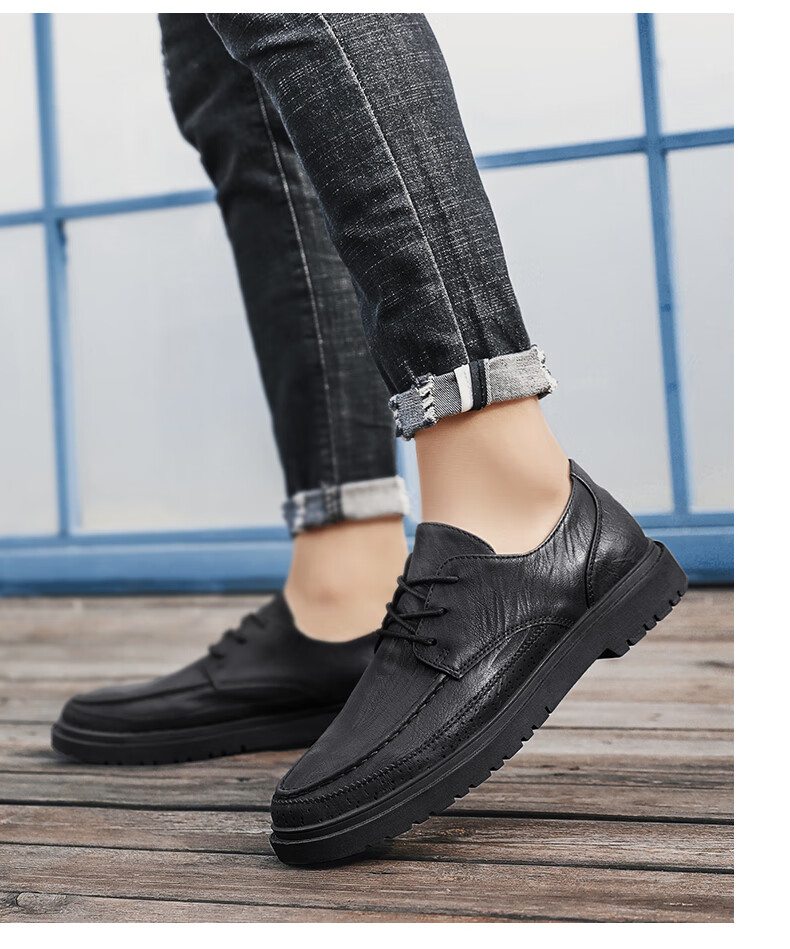 CALIFBULL Men's Shoes, Spring And Summer Business Casual Leather Shoes for Men, Breathable Soft-Soled Dress Shoes, Formal Wedding Shoes, Black, Size 44 9