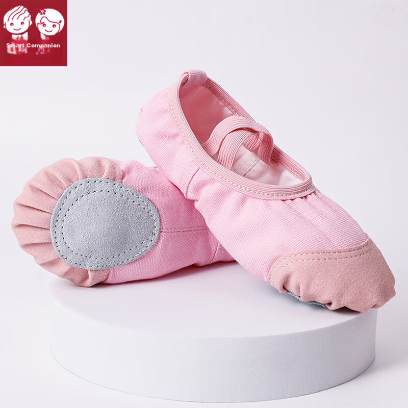 Zhiyouban Children's Dance Shoes, Girls' Soft-Soled Practice Shoes, Canvas Slip-On Ballet Flats, Dance Exam Specialized Shoes, Skin Color